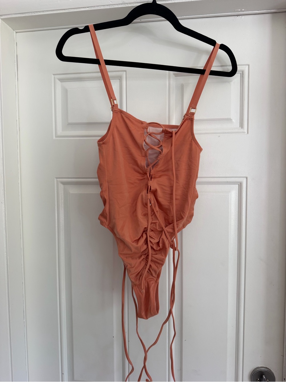 Hot as Hell HAH Rust Lace-Up One-Piece Swimsuit